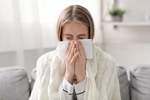 Woman with a cold